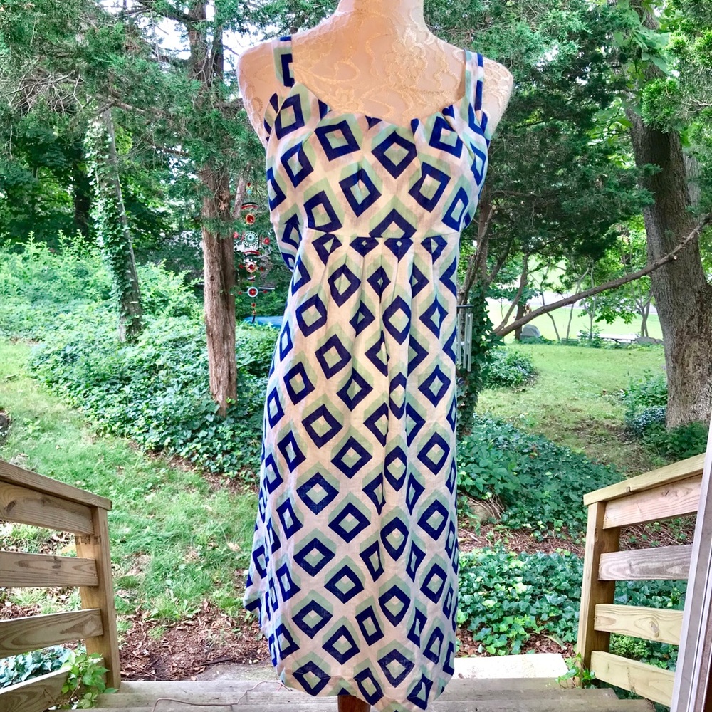 Diane von Furestenberg Geometric Print Linen Dress